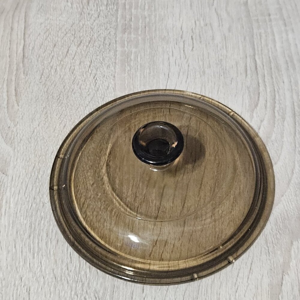 Pyrex Corning Visions Amber Glass Lid V-1-C for 1 Qt Pot or Casserole Brown